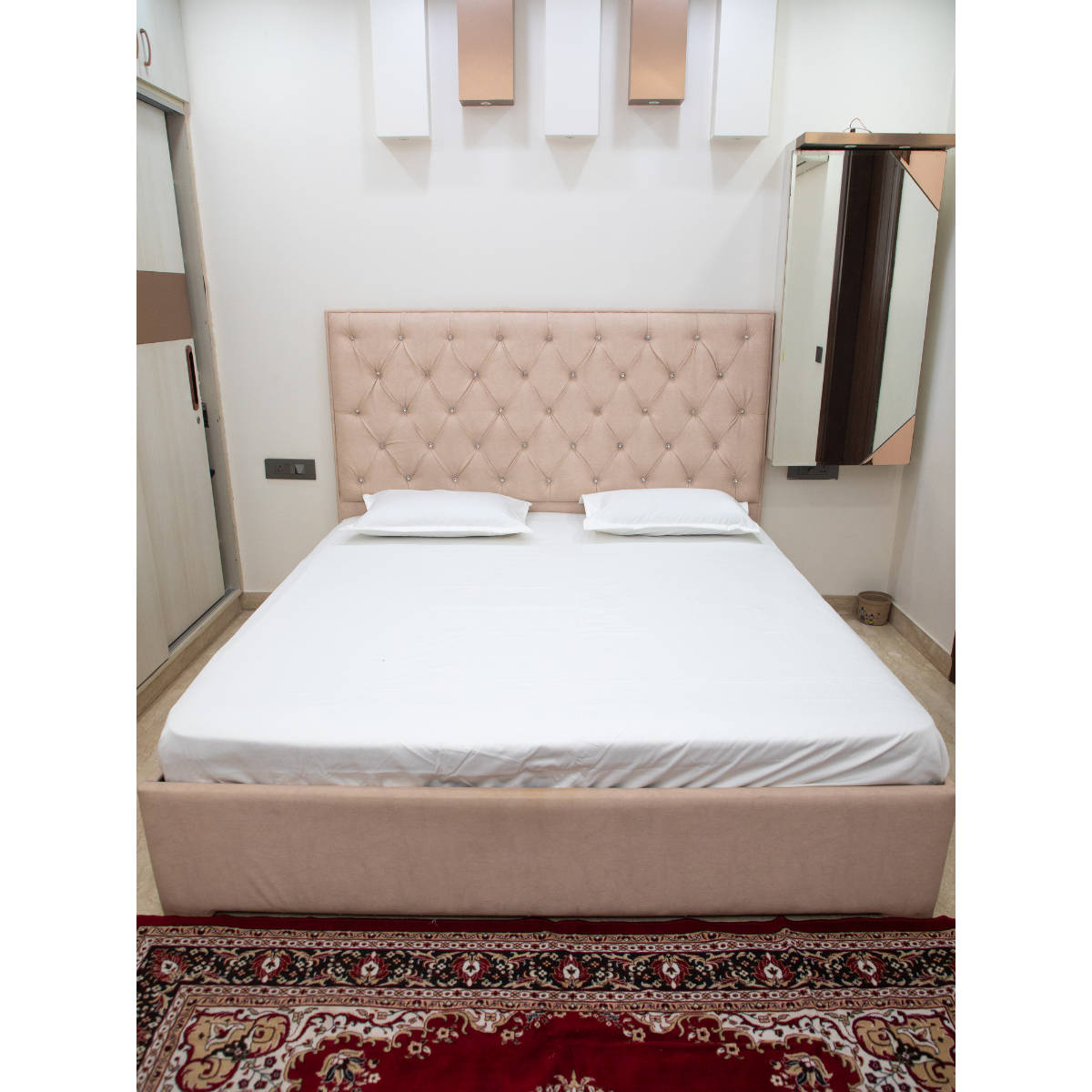 StudioHMK White Solid 100% Cotton Solid Bedsheet with Pillow Covers (King)