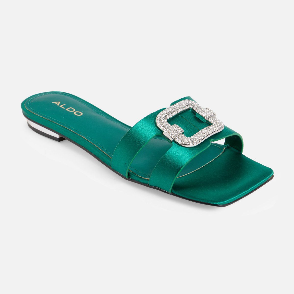 PHOEBE FLAT SANDALS EMERALD GREEN LEATHER - Jo Mercer