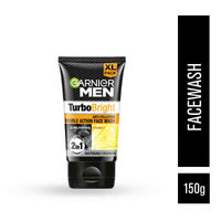 Garnier Men Turbo Bright Double Action Face Wash, Deep Cleansing Anti Pollution Face Wash