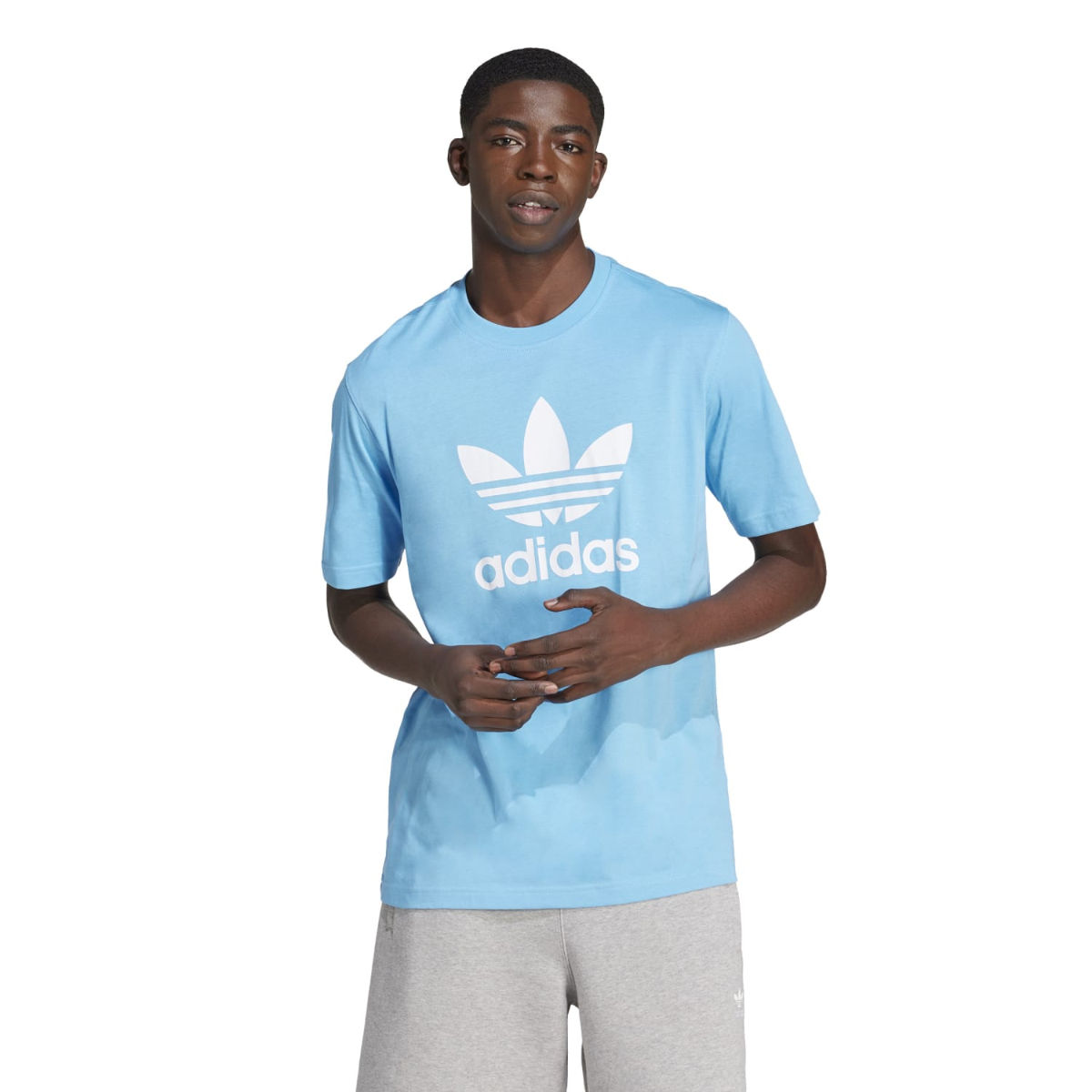 Buy adidas Originals Trefoil Men Blue Solid T Shirt Online