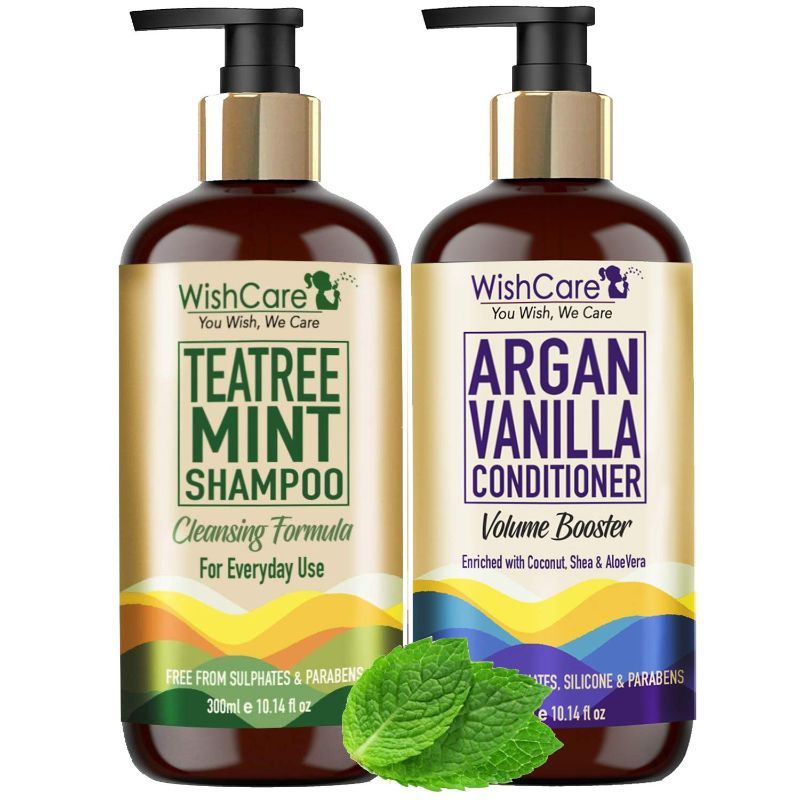Wishcare Tea Tree Mint Shampoo And Argan Vanilla Conditioner