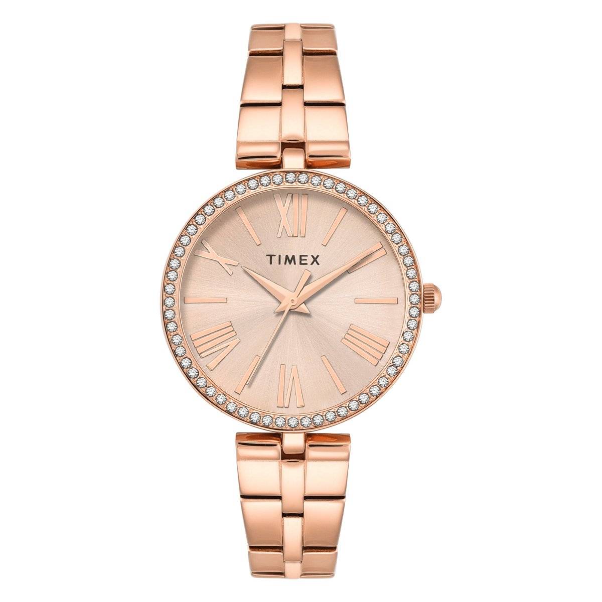 Timex Women Rose Gold Round Dial Analog Watch -TWEL22502 (M)