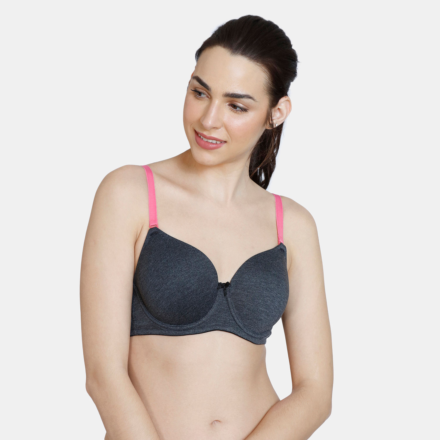 Buy Zivame Beautiful Basics Padded Wired 3/4th Coverage T-Shirt Bra -  Anthracite Online