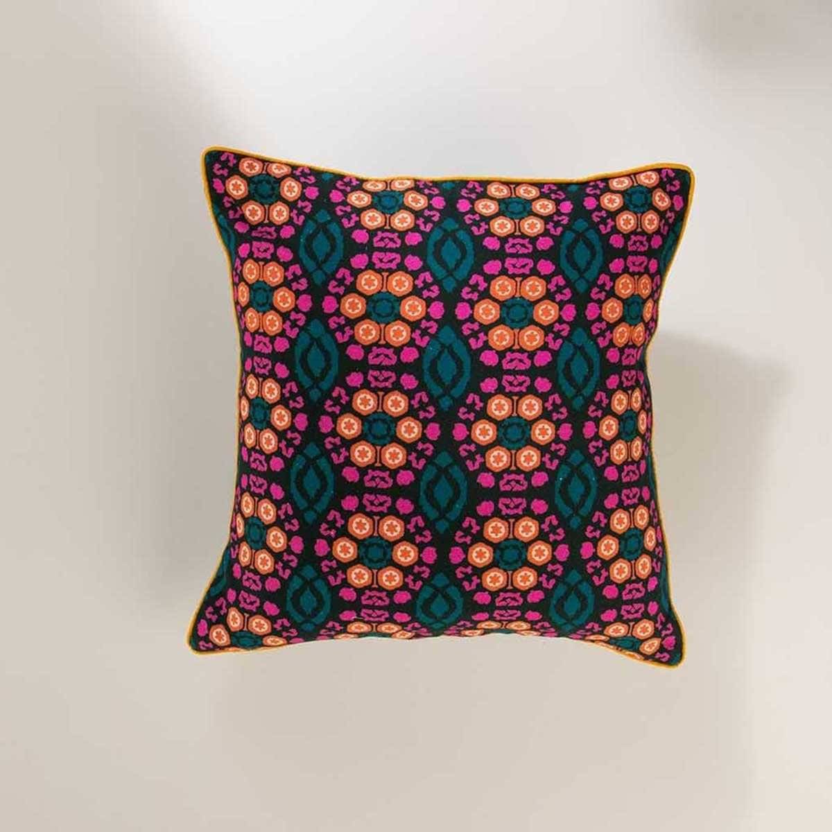 Freedom Tree Incana Pure Cotton Multi-Colored Cushion Cover - 16 X 16 Inches