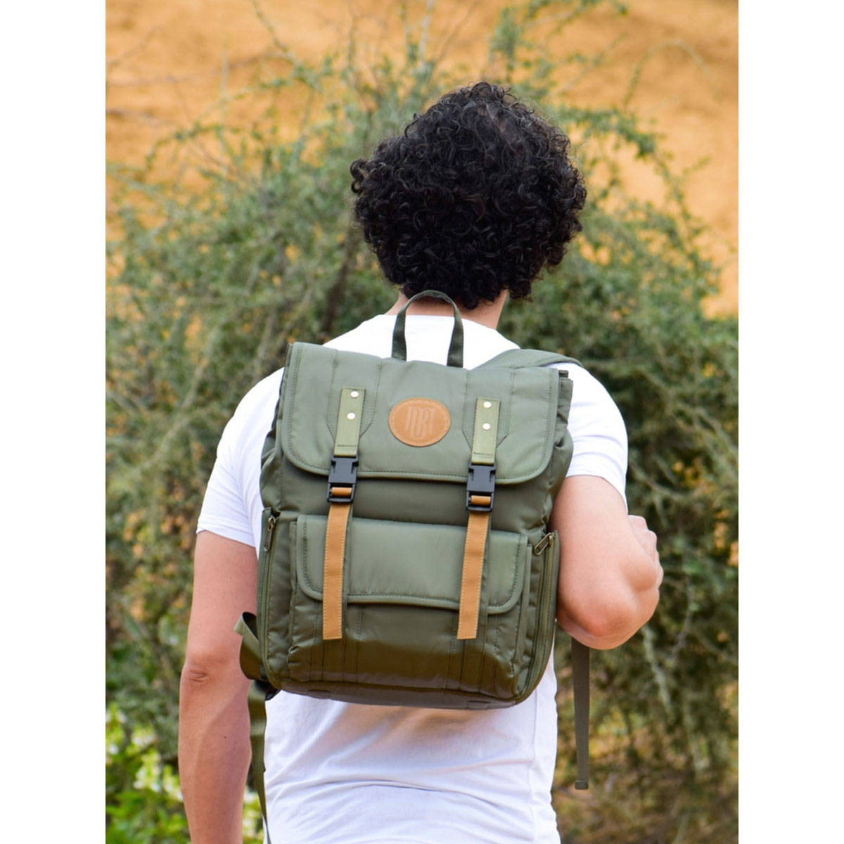 Mona B Unisex Troy Solid Green Backpack