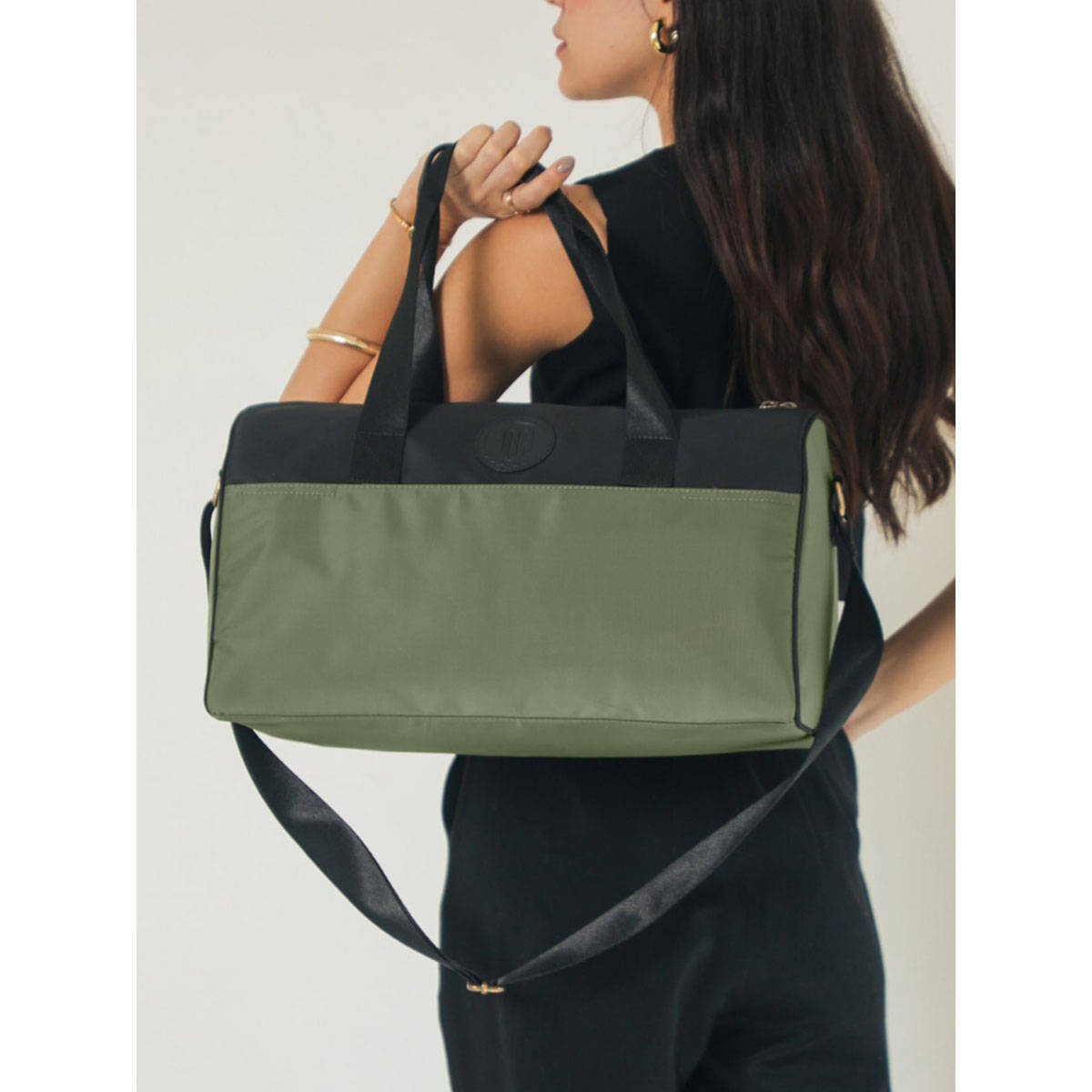 Mona B Unisex Voyager Green Duffel Bag with Detachable Strap