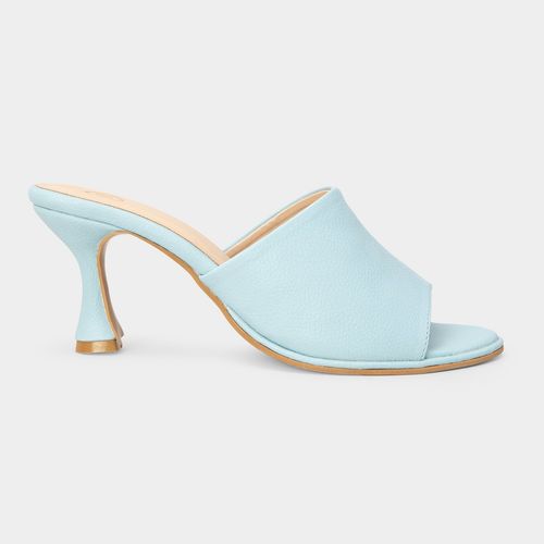 Twenty Dresses by Nykaa Fashion Blue Textured Mule Heels (EURO 36)