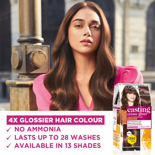 L'Oreal Paris Casting Creme Gloss Hair Color - Medium Brown 500: Buy  L'Oreal Paris Casting Creme Gloss Hair Color - Medium Brown 500 Online at  Best Price in India | Nykaa