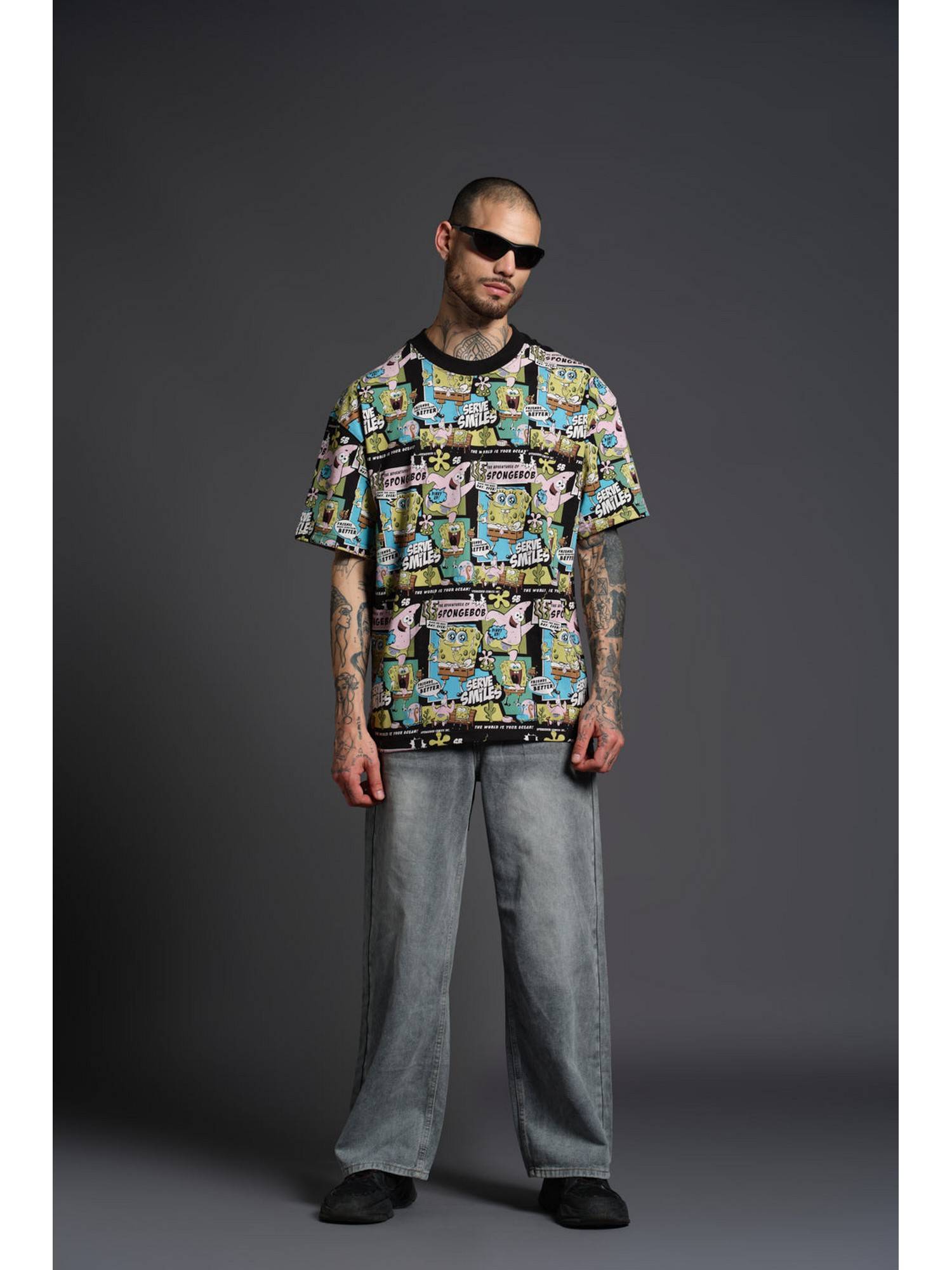 Buy Bonkers Corner Men Multi-Color Cotton Graphic Regular Fit T-Shirt ...
