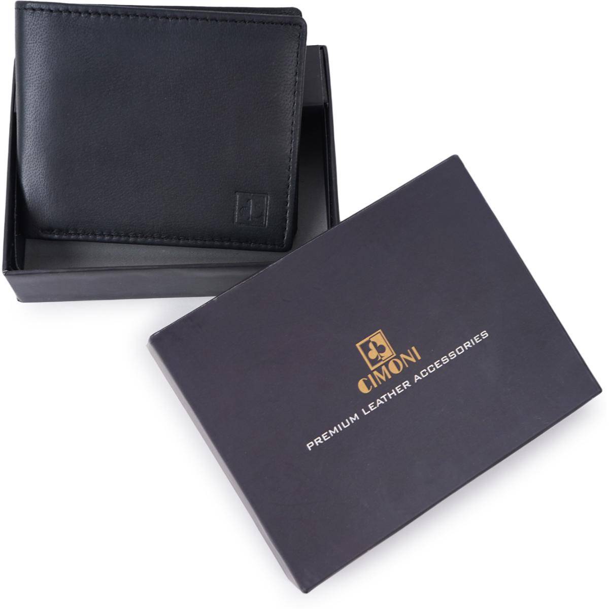 Cimoni Casual Genuine Leather Slim Travel Black Wallet