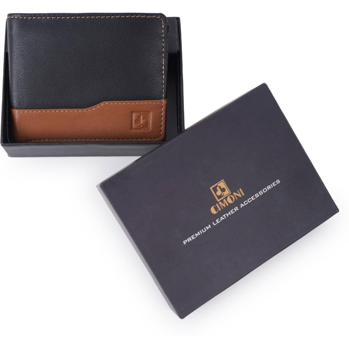 Cimoni Classic Slim Trendy Design Multiple Cards Slot Black Wallet
