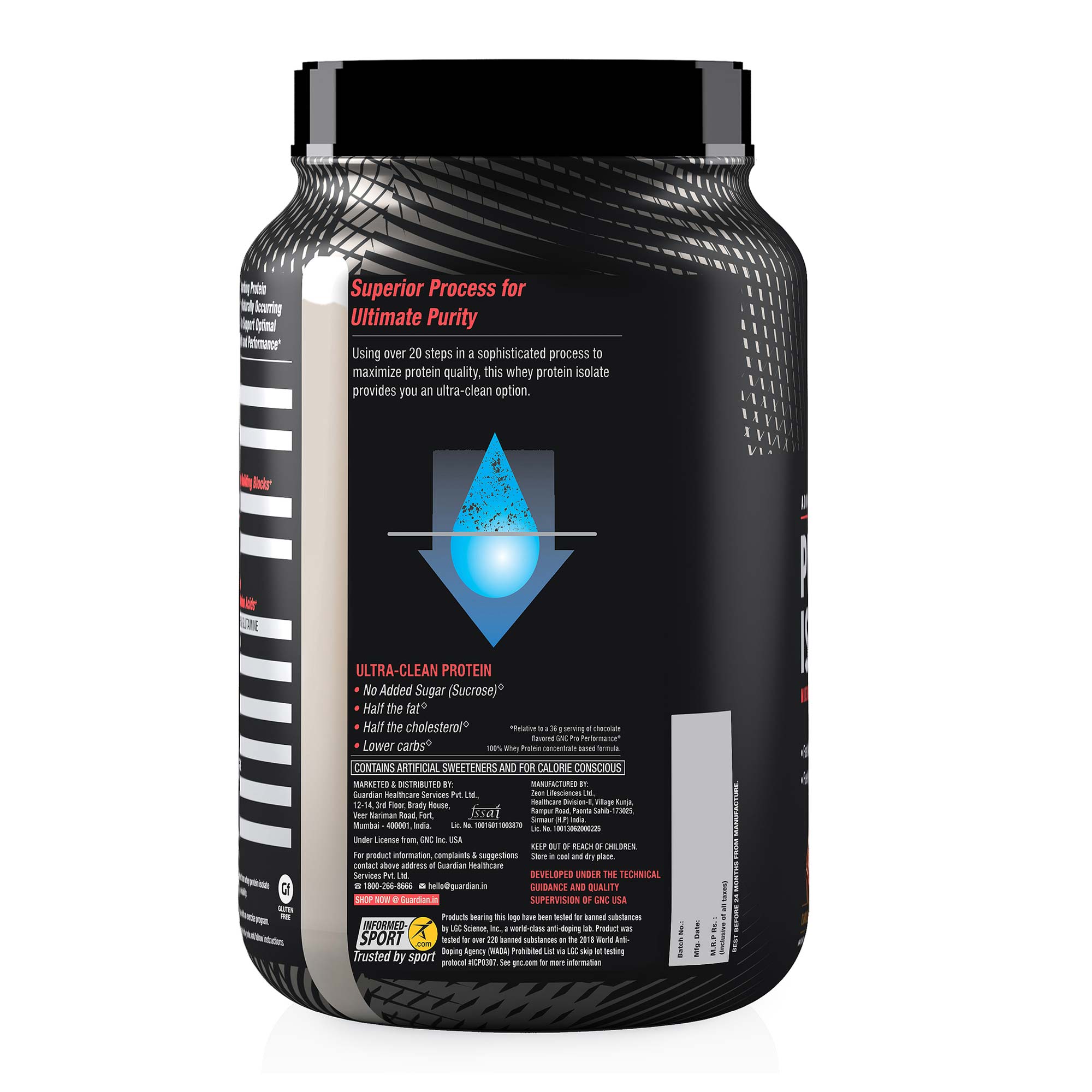 GNC AMP Pure Isolate 25g Protein, 5g BCAA, Low Carb 2.2 lbs
