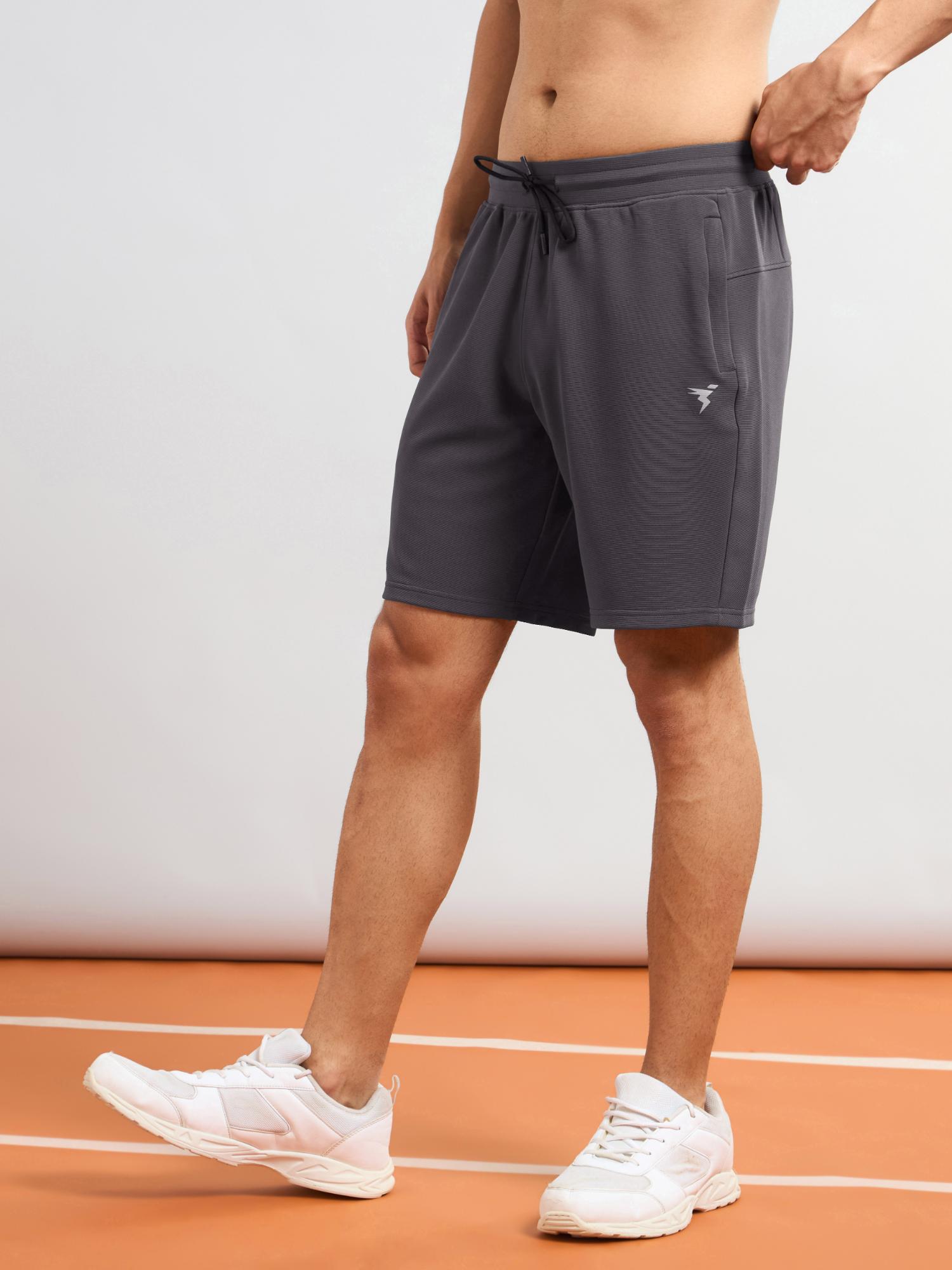 Buy Technosport Mens Grey TS FLEXI Solid Slim Fit Sports Shorts Online