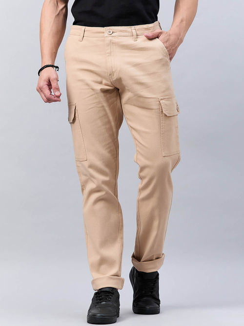 Buy Style Quotient Men Beige Stretchable Cargo Pant Online