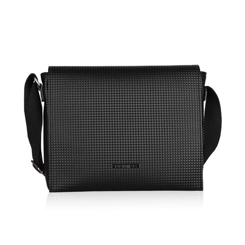 Police Pyramid Black PU Leather Men Messenger Bag