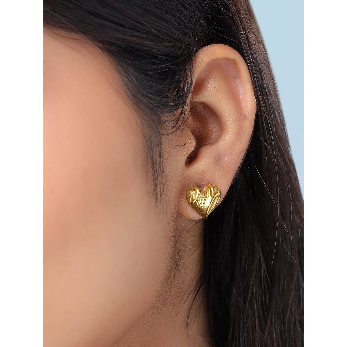 Yellow Chimes Gold Plated Love Heart Stud Earrings