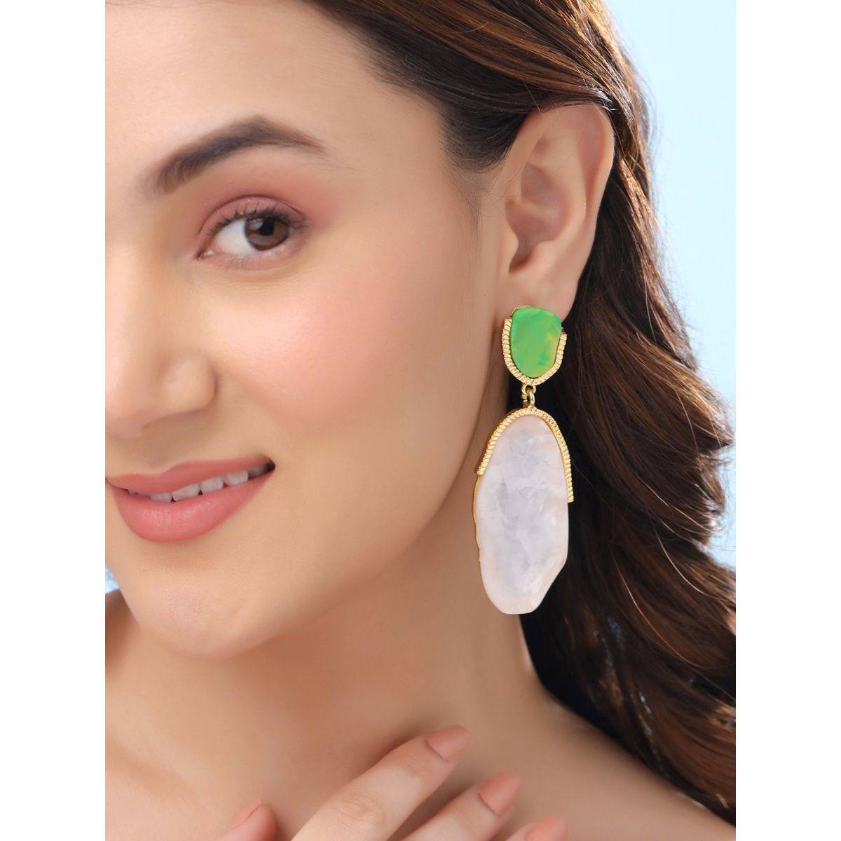 Yellow Chimes Gold Plated Multicolor Statement Style Long Danglers Earrings