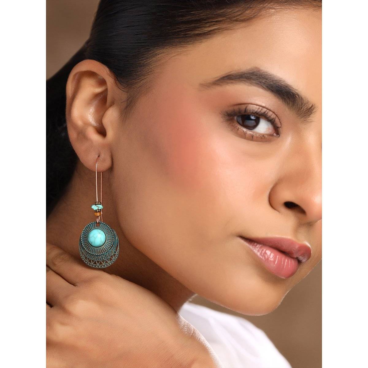 Yellow Chimes Blue Dangler Earrings for Women
