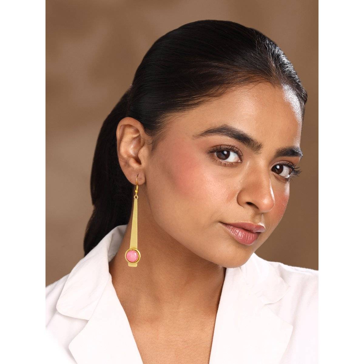 Yellow Chimes Pink Dangler Earrings for Women