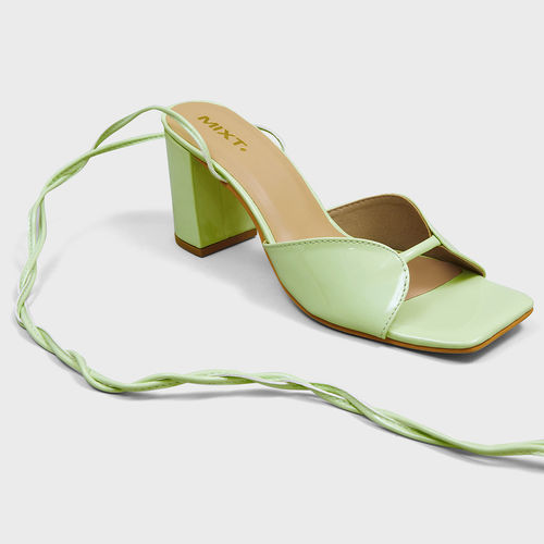 Buy MIXT by Nykaa Fashion Green Square Toe Tie Up Block Heels Online