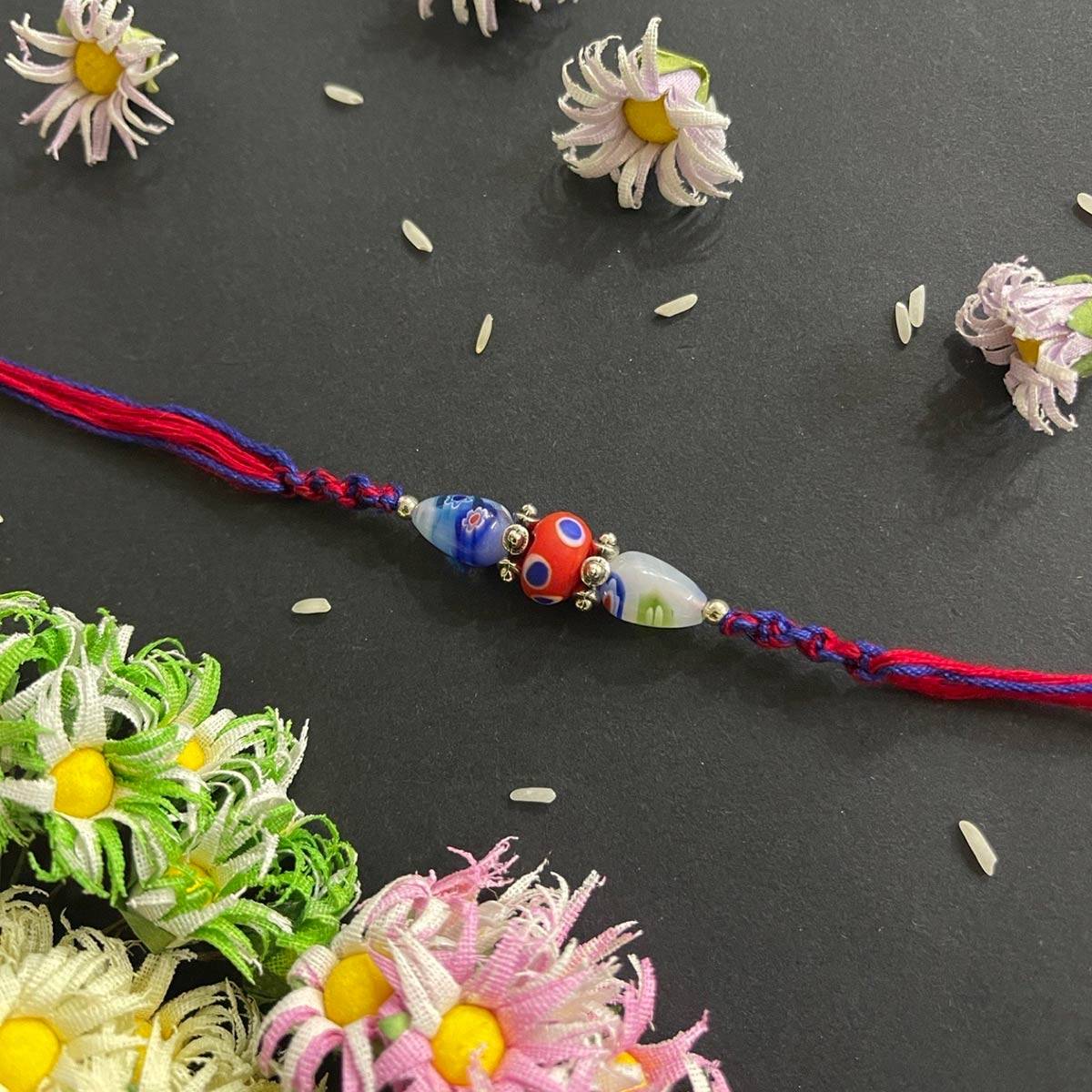 Digital Dress Room Beautiful Designer Rakhi Red Beads Thread Rakhi