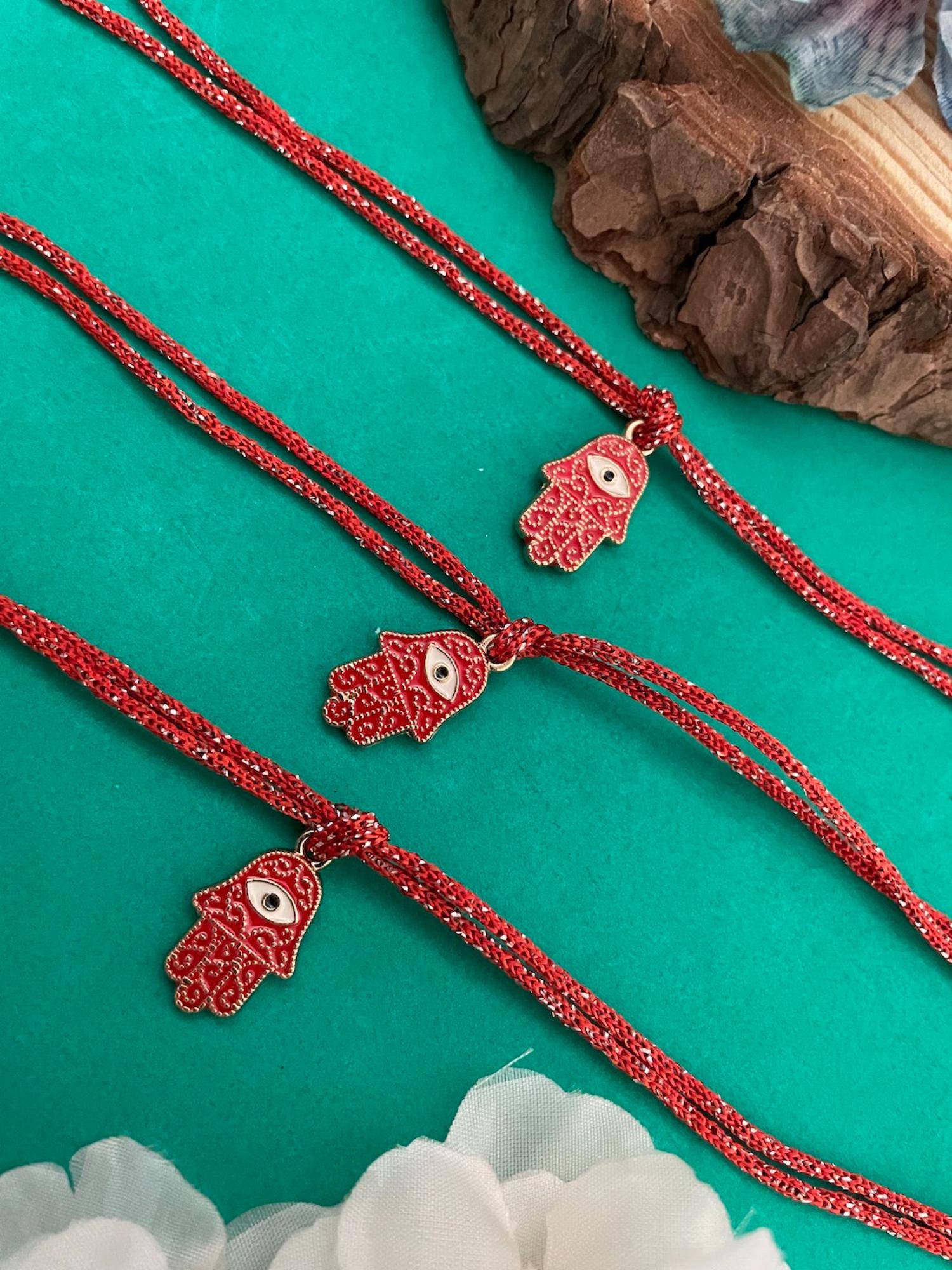 Digital Dress Room Hamsa Evil Eye Rakhi Bracelet (Pack of 3)