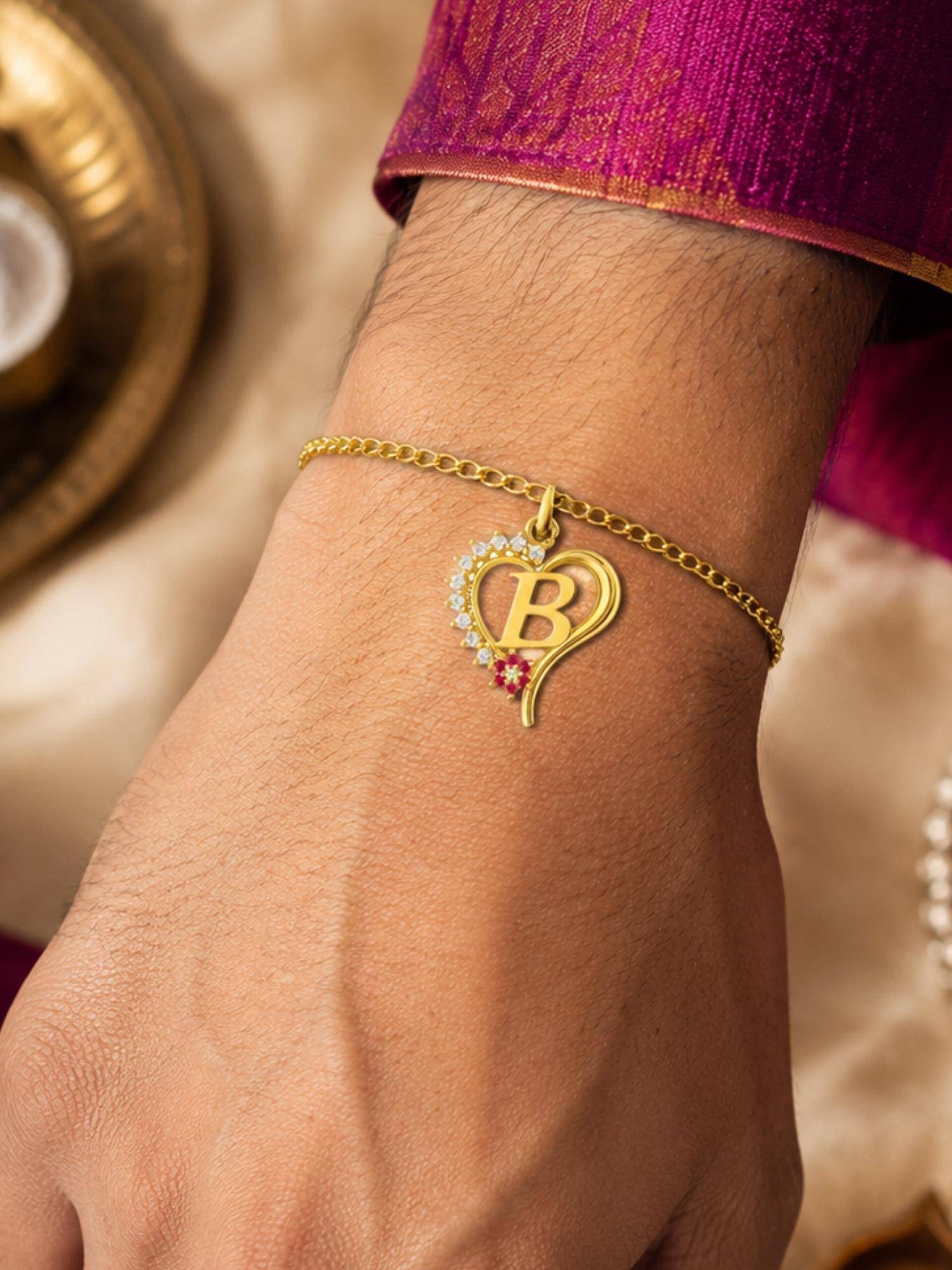 Digital Dress Room B Letter Heart Bracelet Rakhi