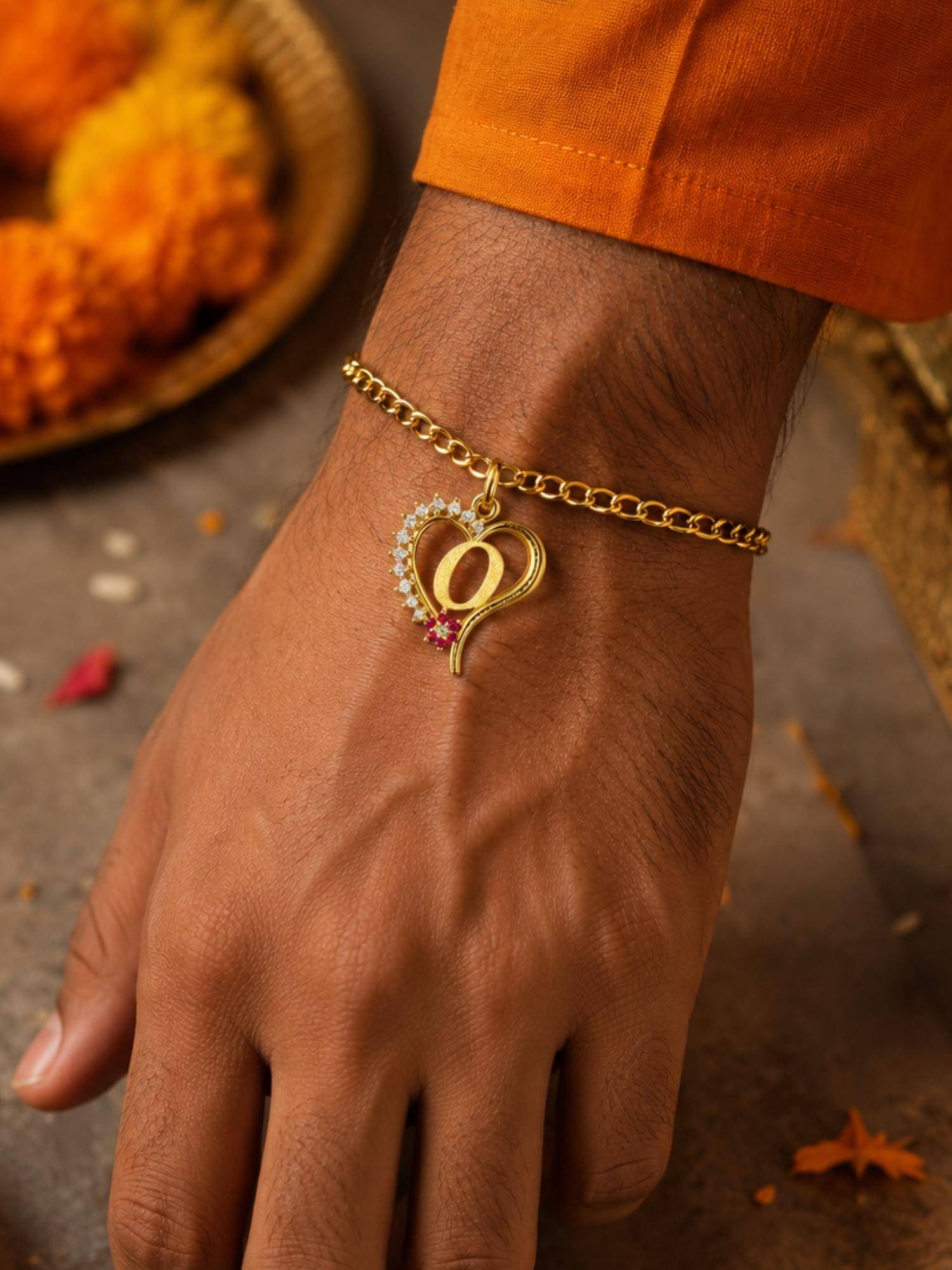 Digital Dress Room O Letter Heart Bracelet Rakhi