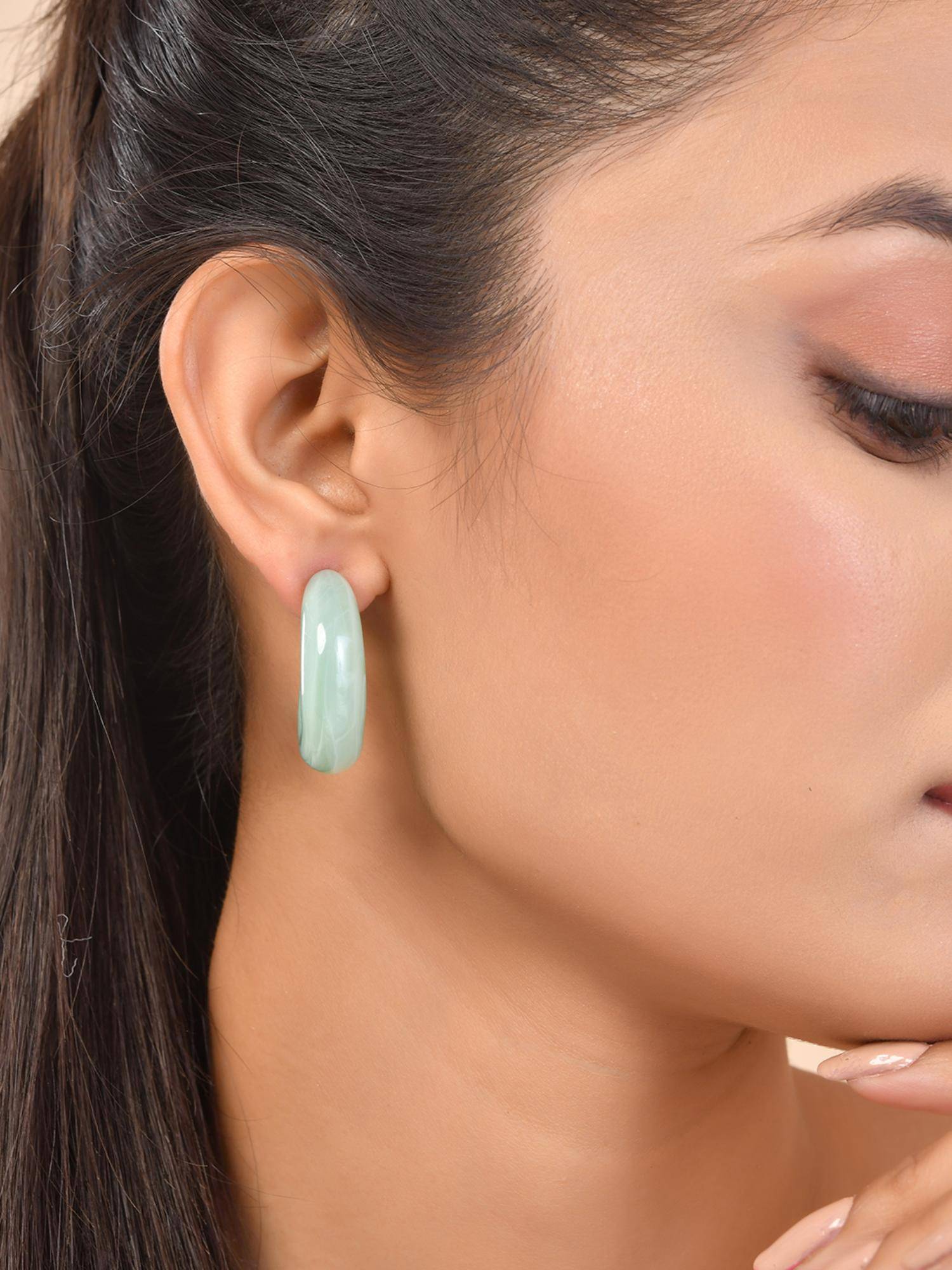 Voylla Resin Green Candy Hoop Earrings