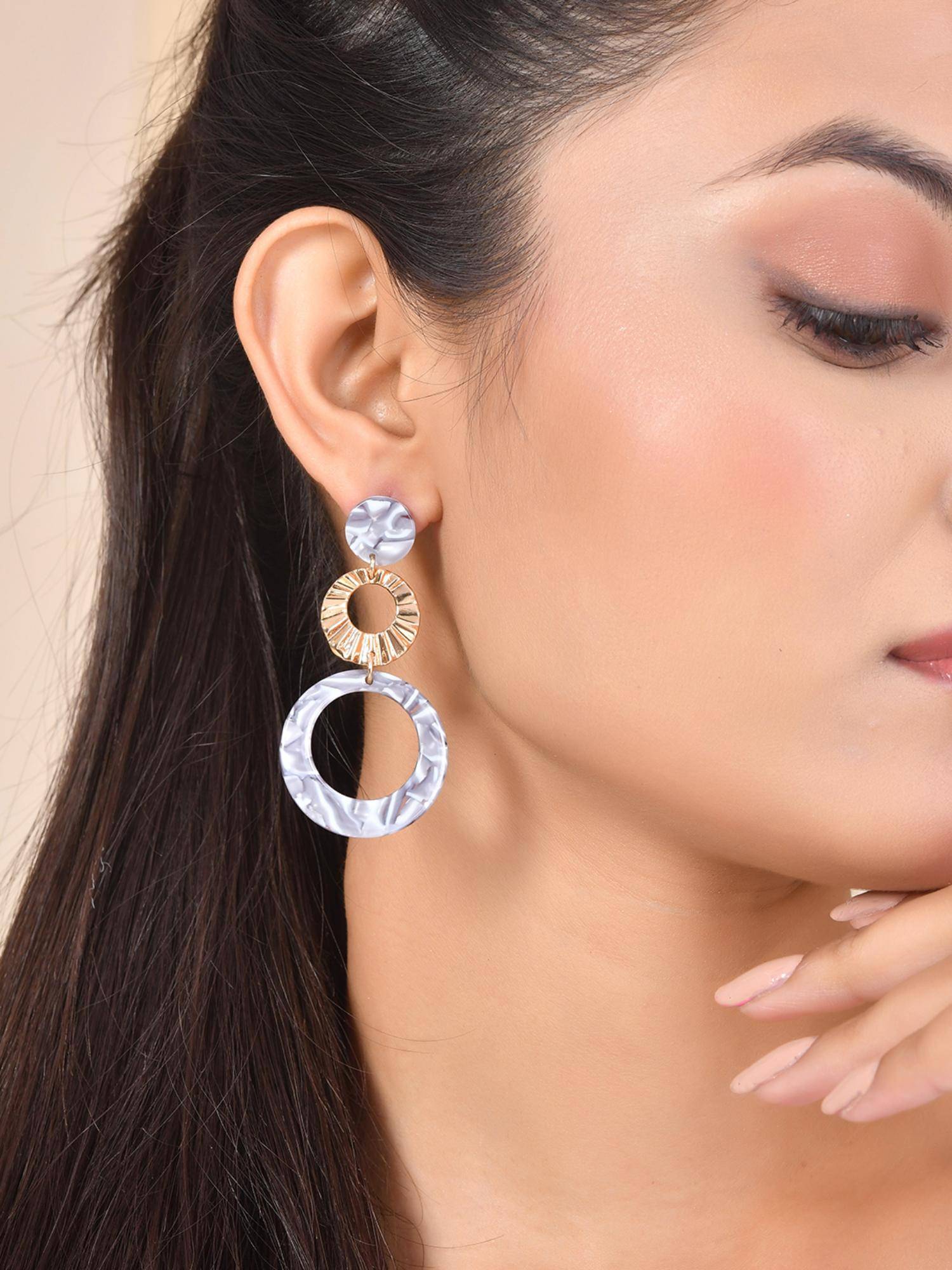 Voylla Resin Marble Whispers Dangler Earrings