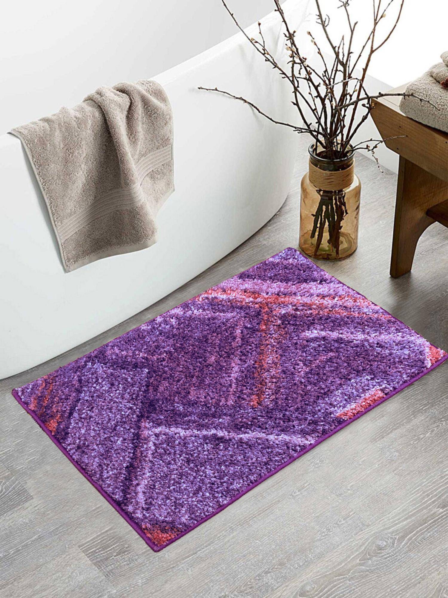 BIANCA Purple Super Soft Designer Anti Slip Bath Mat