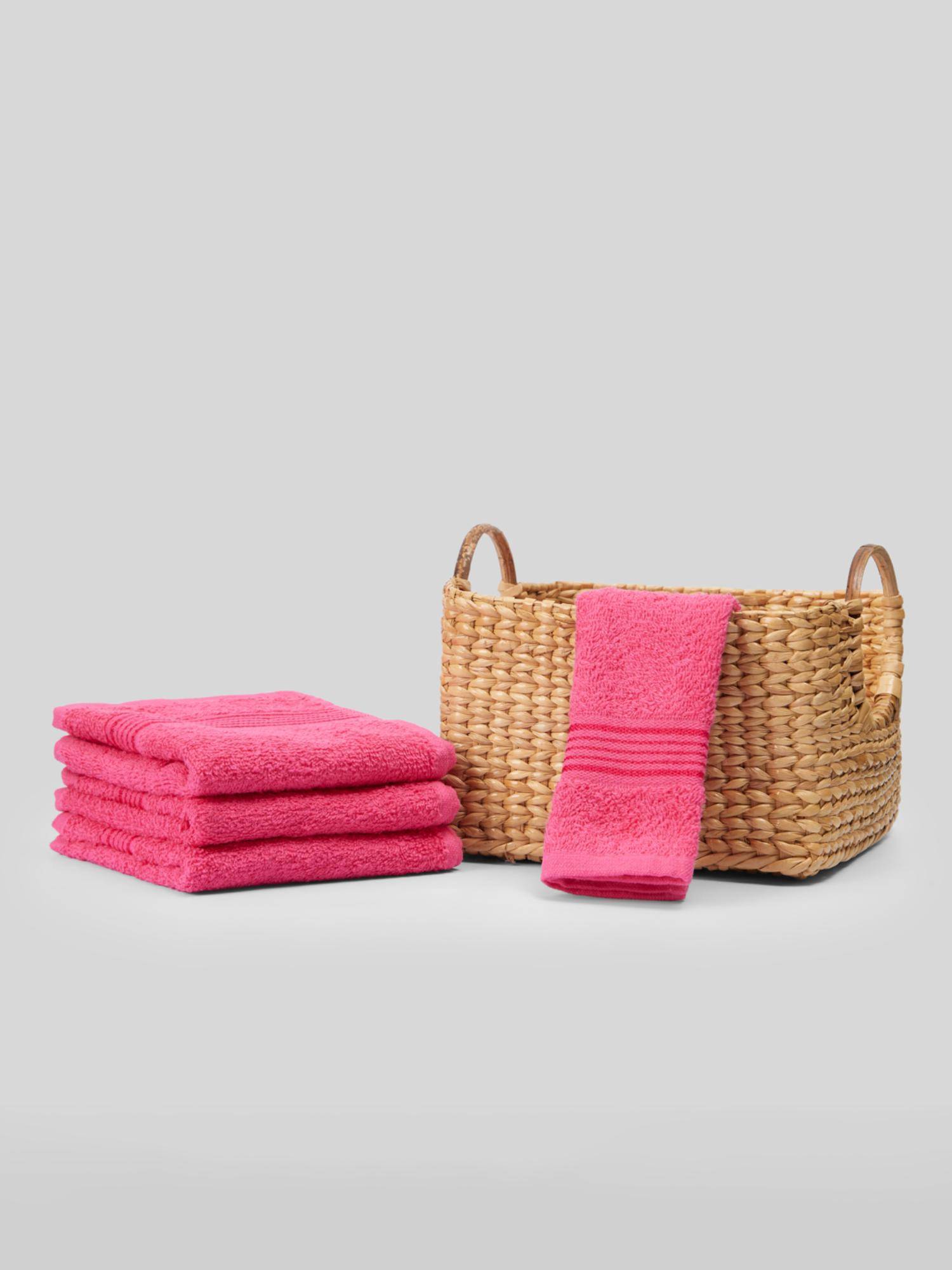 KOPA Pink Quick Dry 100% Cotton Soft Terry Face Towel (Pack of 4)