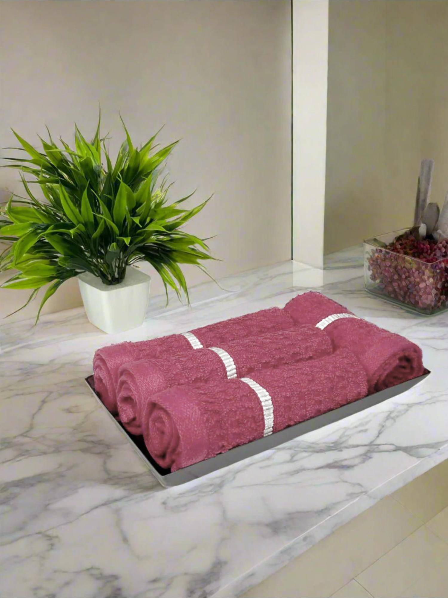 BIANCA Pink Extra Plush Turkish Terry Face Towel (Pack of 4)