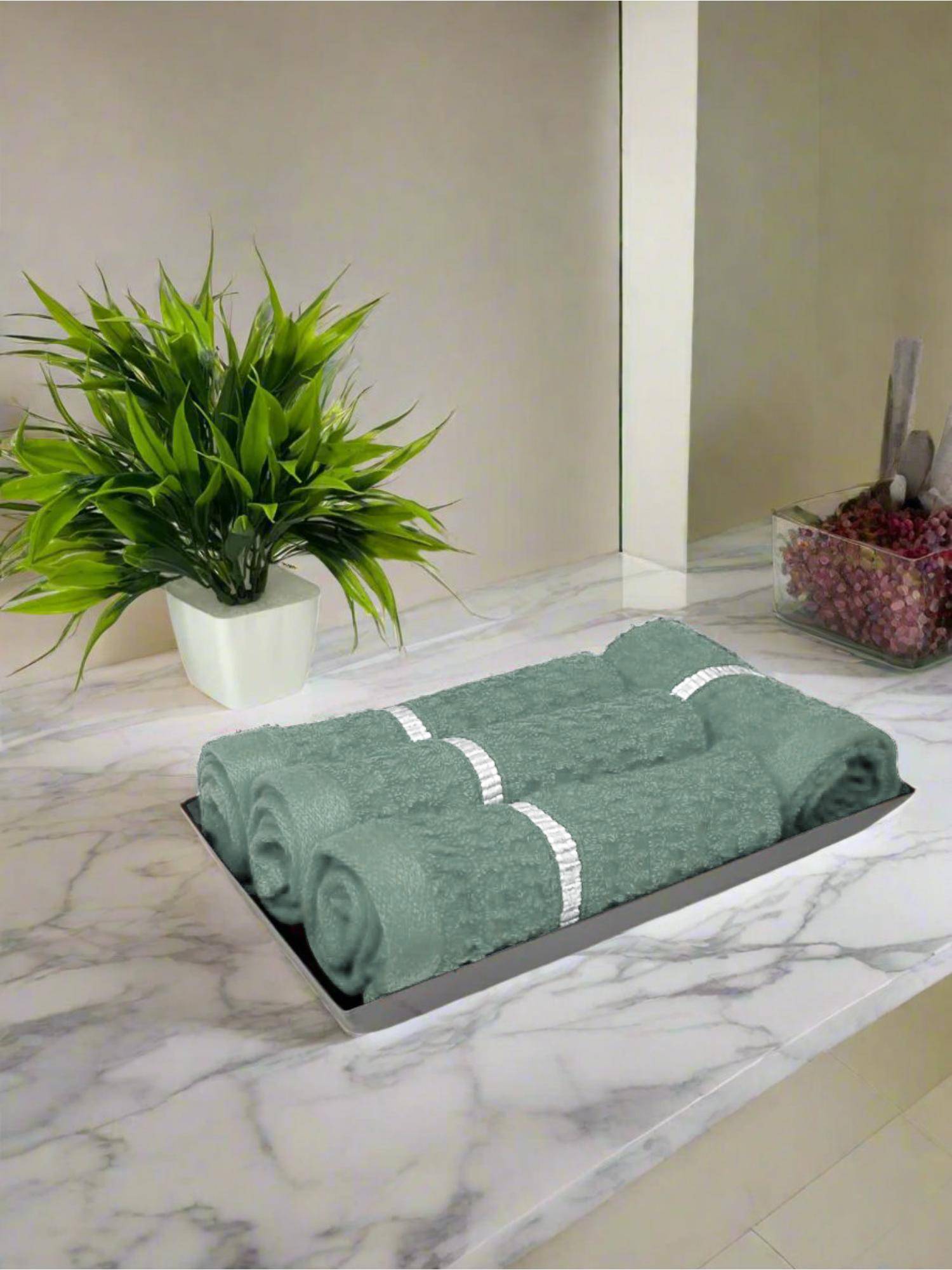BIANCA Green Extra Plush Turkish Terry Face Towel (Pack of 4)