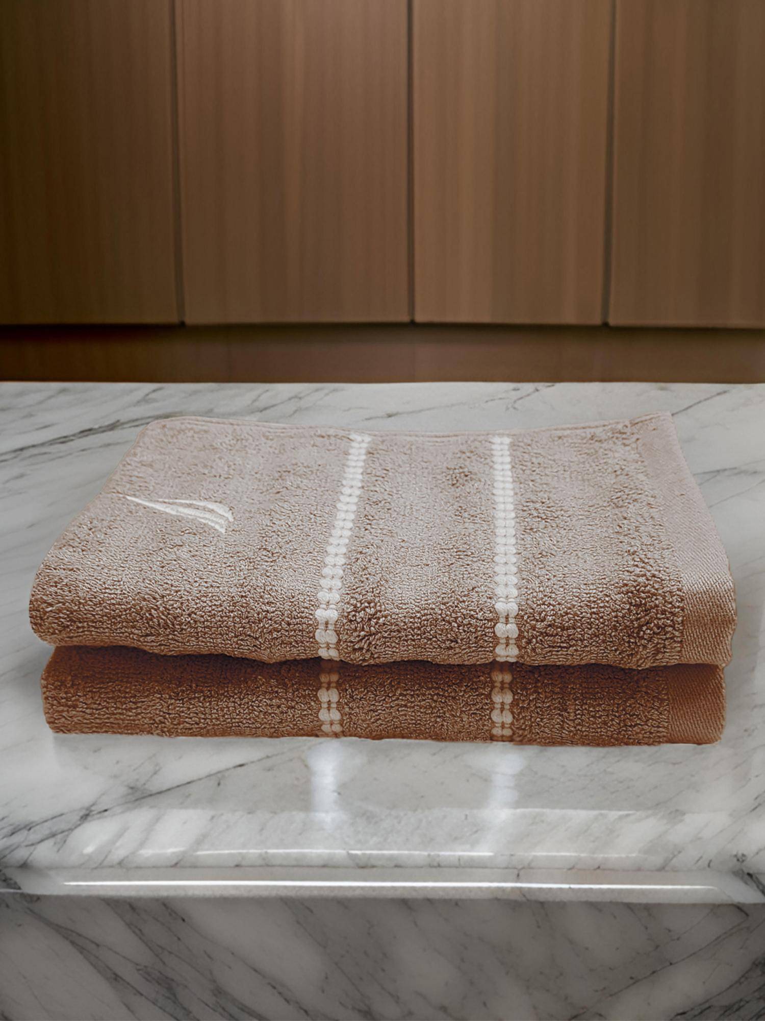 Nautica Beige High Absorbency Super Fast Drying Bamboo Hand Towel (Pack of 2)