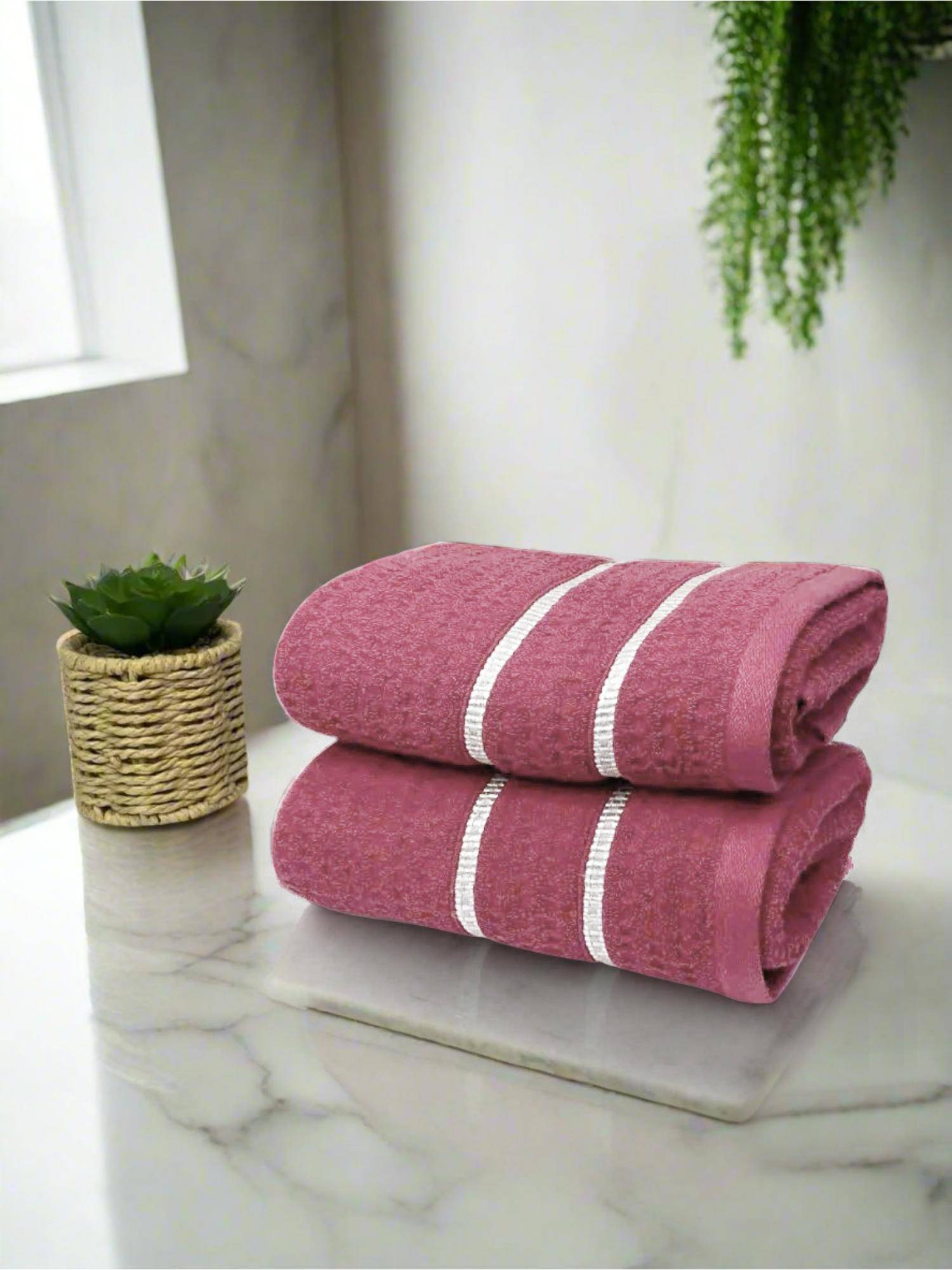 BIANCA Pink Extra Plush Turkish Terry Hand Towel (Pack of 2)
