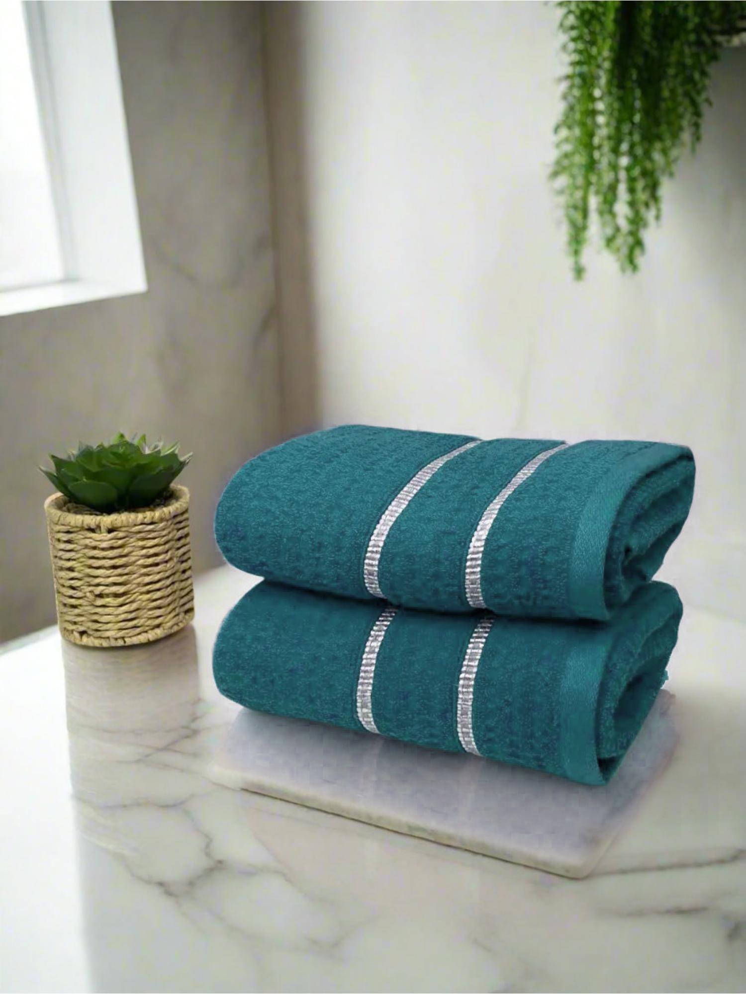BIANCA Teal Extra Plush Turkish Terry Hand Towel (Pack of 2)