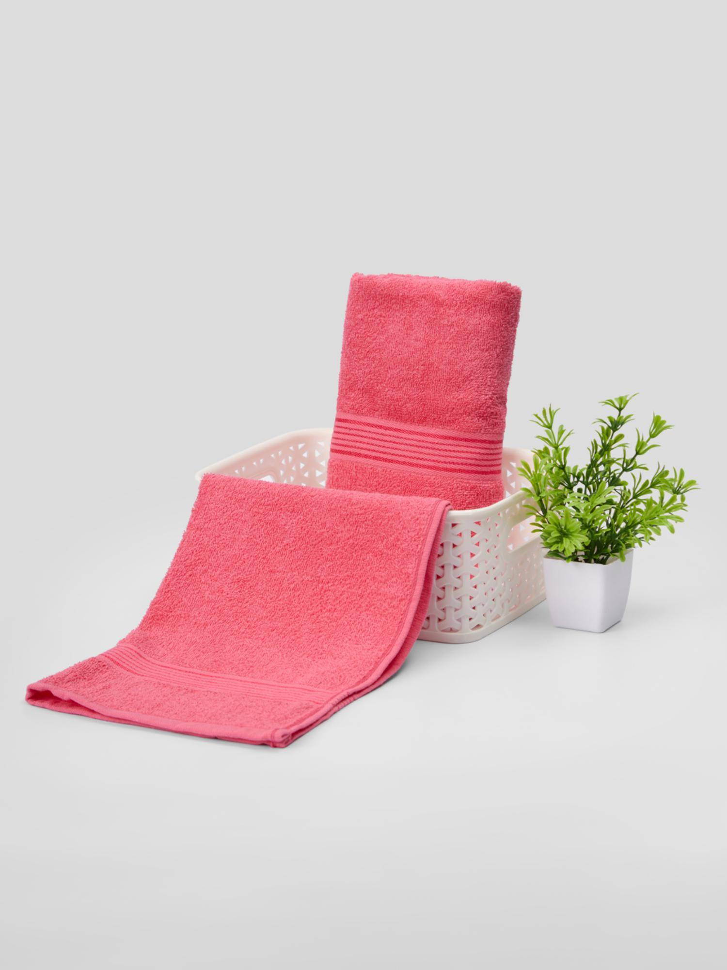 KOPA Pink Quick Dry 100% Cotton Soft Terry Hand Towel (Pack of 2)