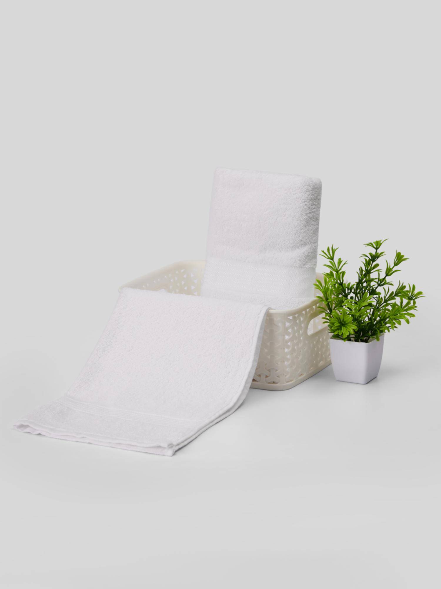 KOPA White Quick Dry 100% Cotton Soft Terry Hand Towel (Pack of 2)