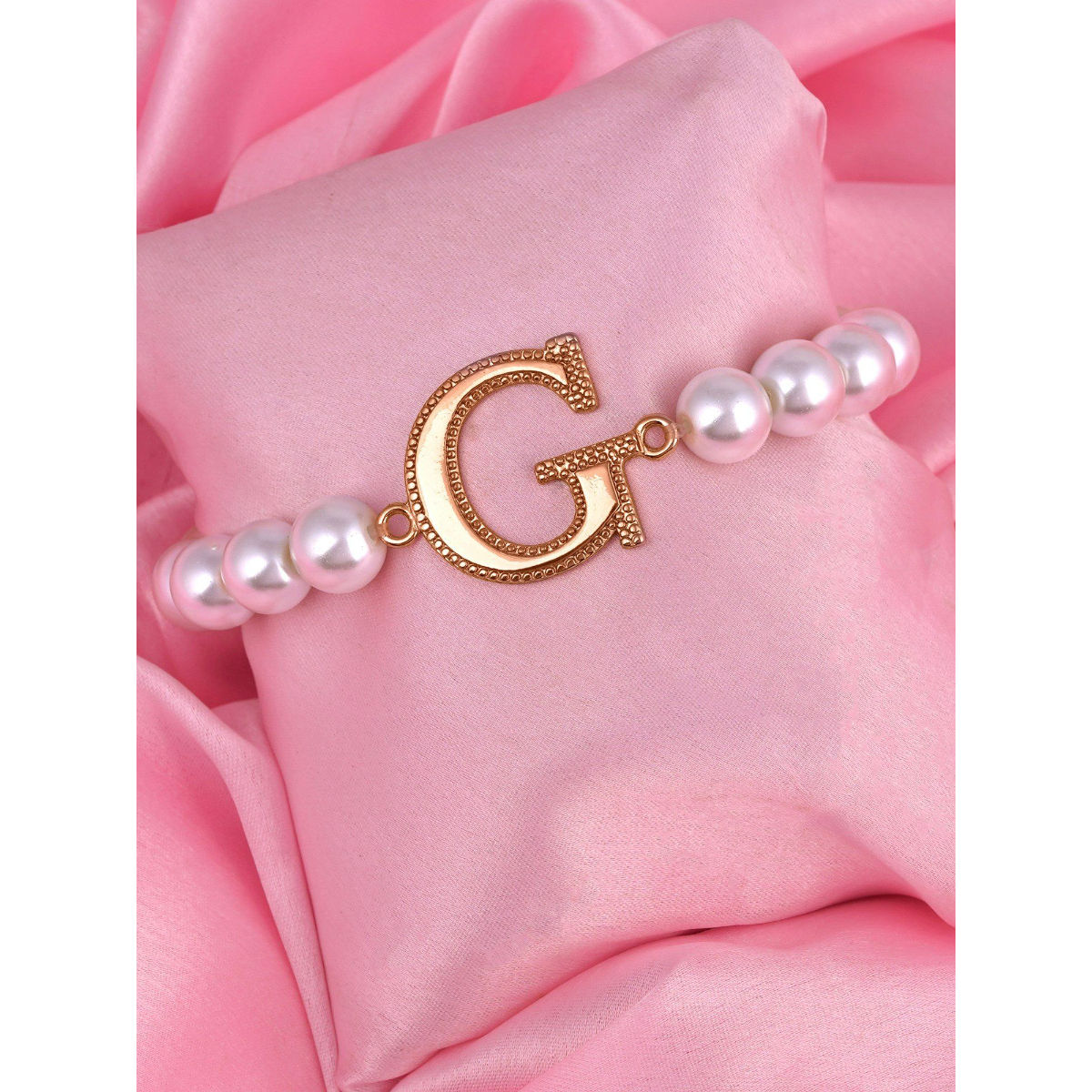 Estele Rose Gold Plated Glowing G Letter Pearl Bracelet for Women ...