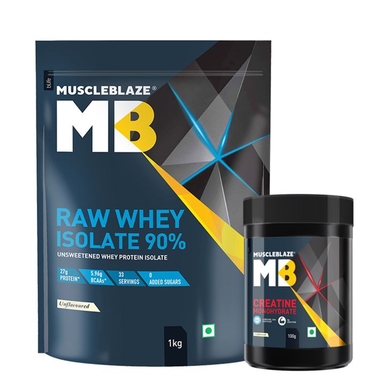 MuscleBlaze Raw Whey Isolate 90% With Creatine Monohydrate, Labdoor Usa Certified, Unflavoured