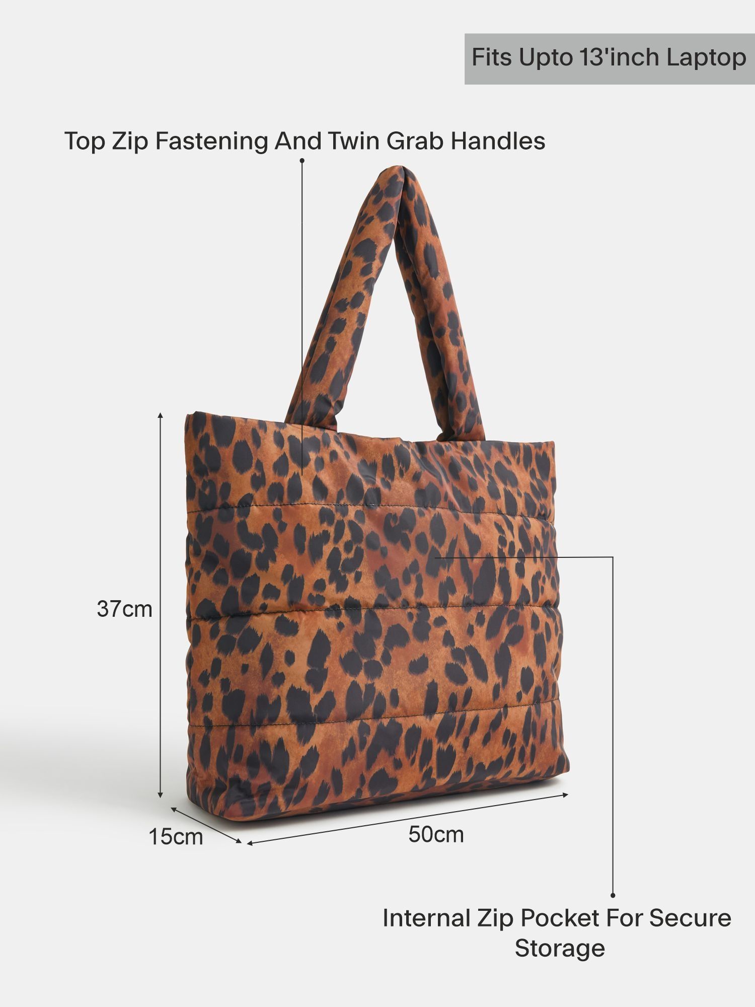 Buy Accessorize London Women's Animal Print Quilted Shopper Tote