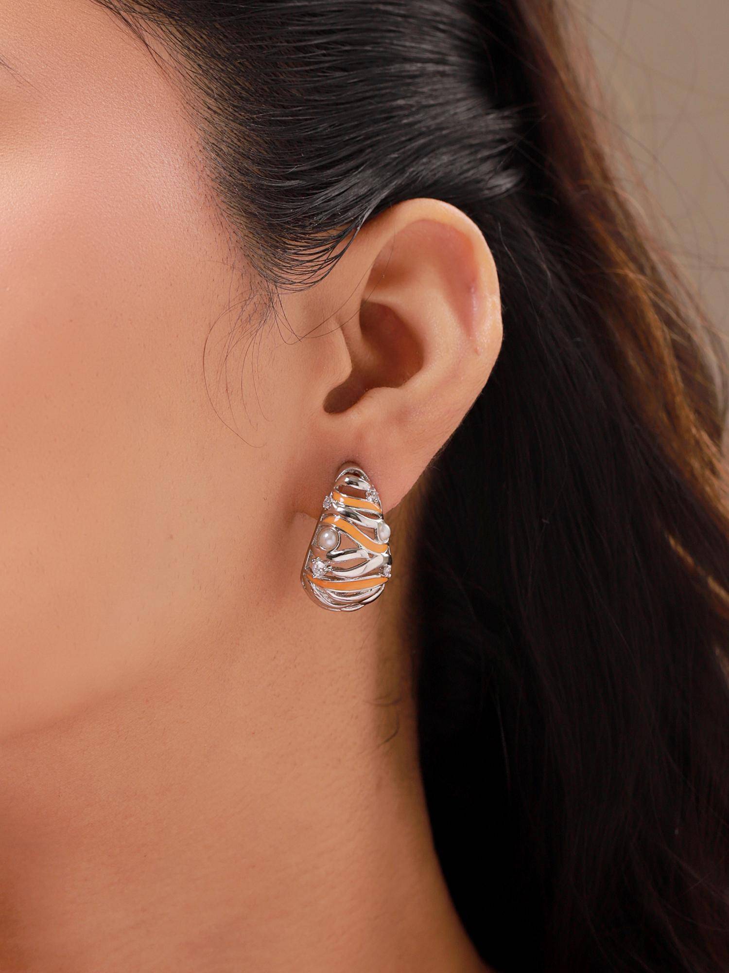 Voylla Orange Fractals In Nature Aqua Recura Drop Earrings