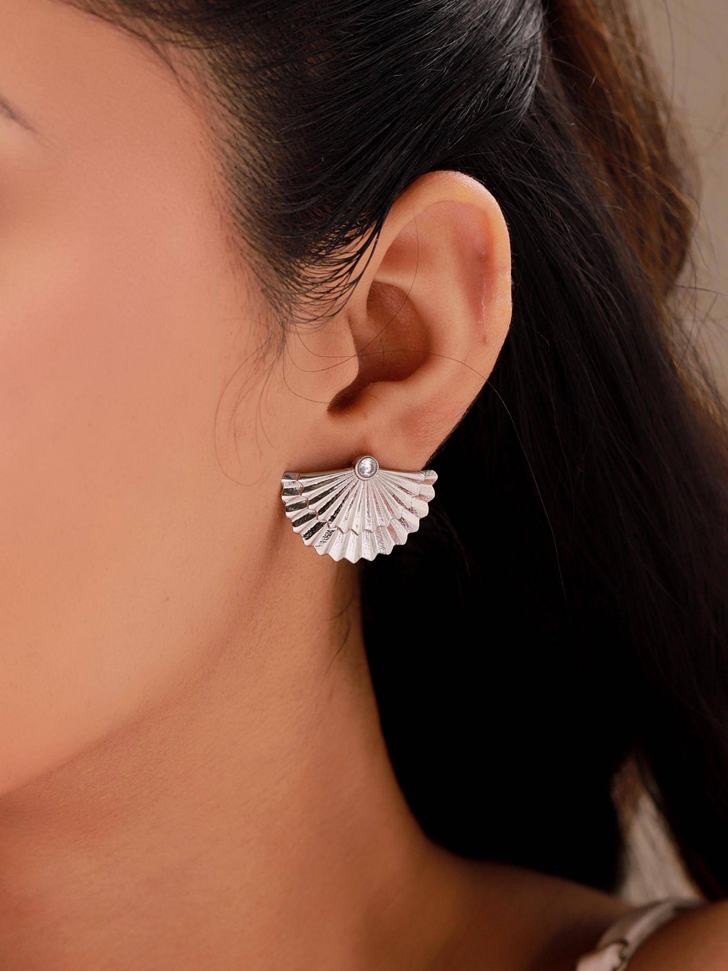 Voylla White Fractals In Nature Wild Fracta Stud Earrings