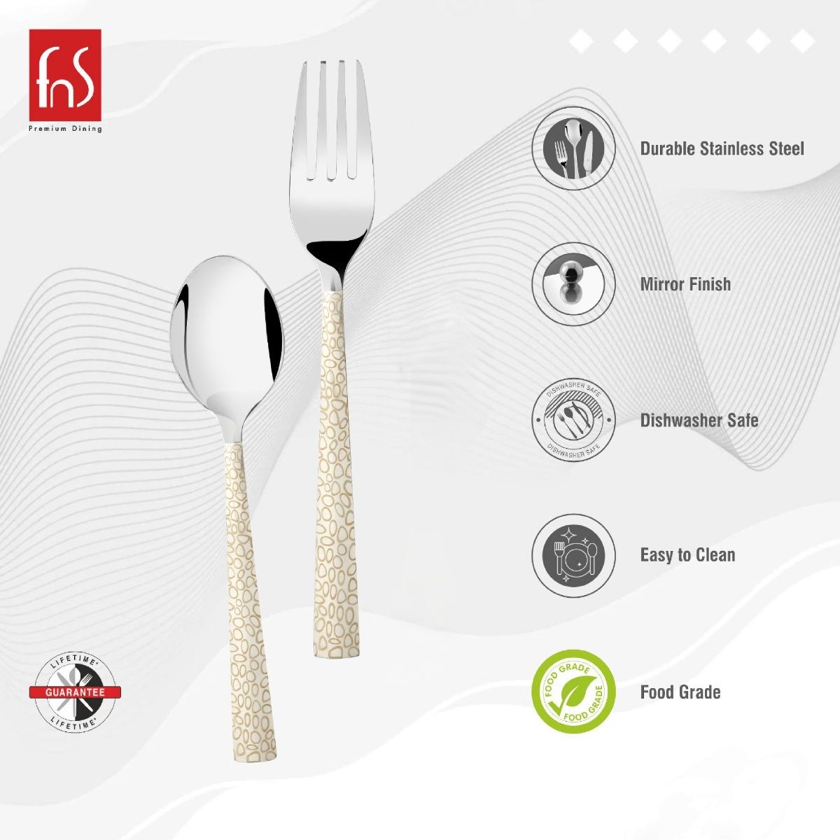 FNS Montavo by Pebble Premium Laser Engraved Cutlery Set of 12 Pcs Buy