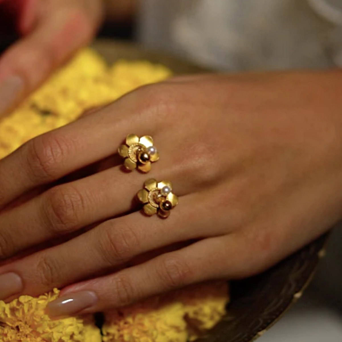 Tangerine Golden Mogra Ring