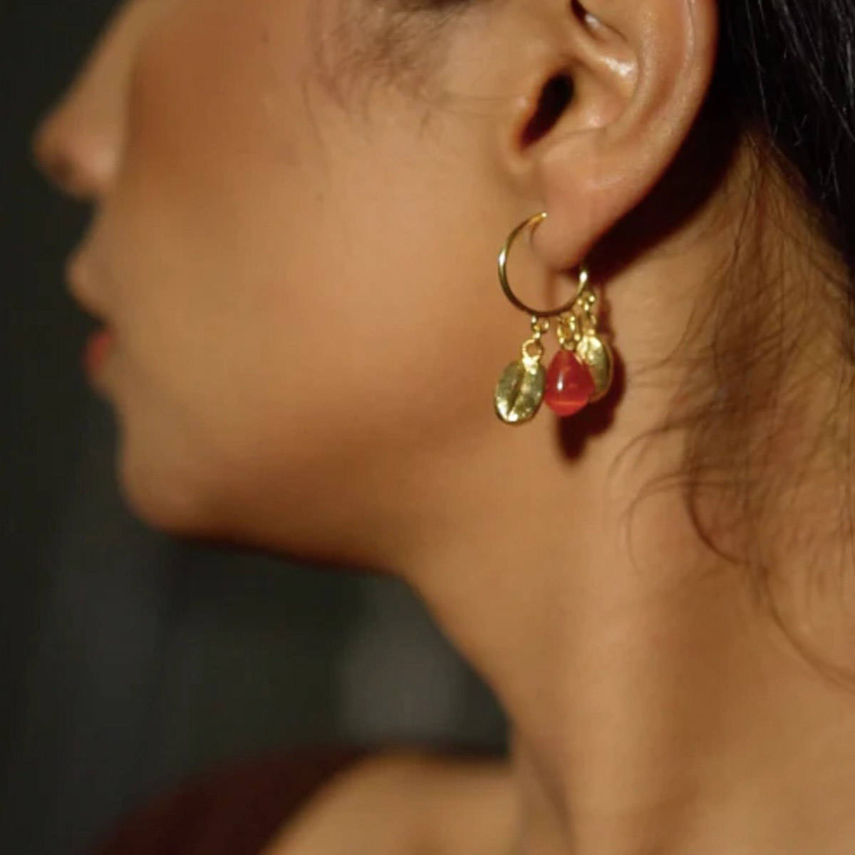 Tangerine Coffee Berry Hoop Earrings