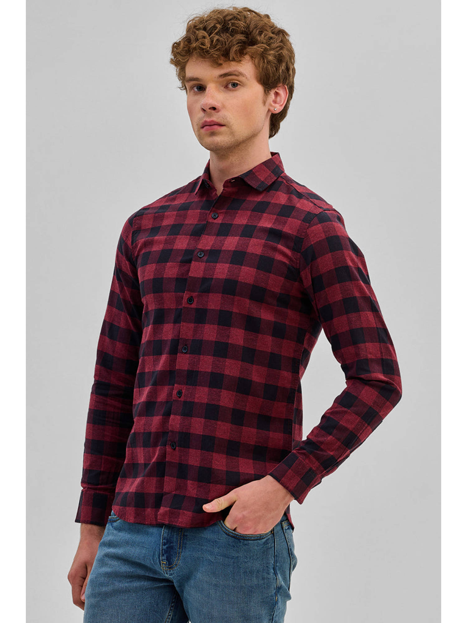 Snitch Red Buy Snitch Red Checks Slim Fit Shirt Online