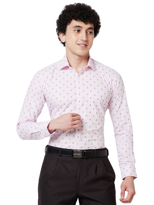 Buy Park Avenue Men Slim Fit Cotton Printed Pink Formal Shirt Online