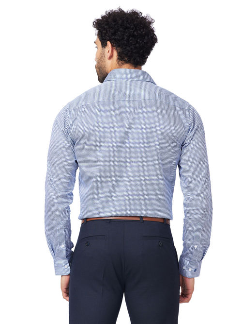 Buy Raymond Men Slim Fit Cotton Printed Blue Formal Shirt Online